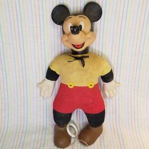 Vintage 1972 Walt Disney Mickey Mouse Pull-String Rubber Toy Doll Repairs Parts